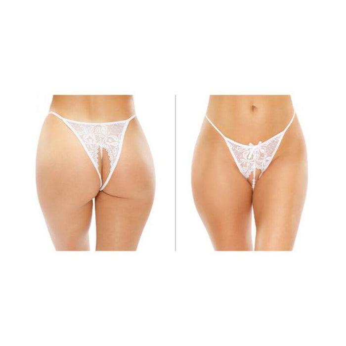 Fantasy Lingerie Bottoms Up Calla Crotchless Lace Pearl Panty | SexToy.com