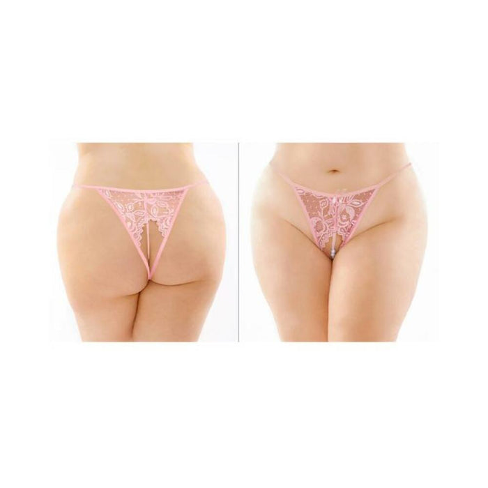 Fantasy Lingerie Bottoms Up Calla Crotchless Lace Pearl Panty | SexToy.com