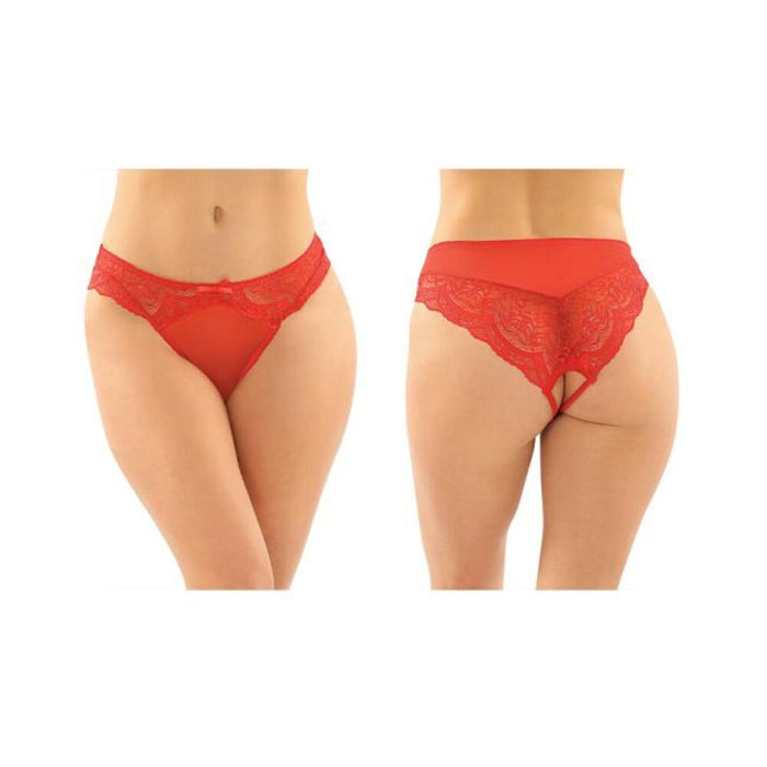 Fantasy Lingerie Bottoms Up Cassia Crotchless Lace And Mesh Panty | SexToy.com