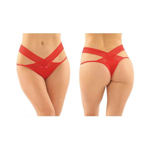 Fantasy Lingerie Bottoms Up Daphne Microfiber Brazilian-Cut Panty With Criss-Cross Lace Waistband | SexToy.com