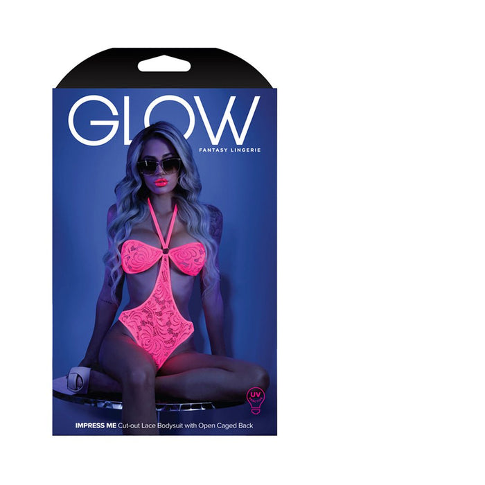 Fantasy Lingerie Glow Impress Me Lace Bodysuit With Open-Cage Back - SexToy.com