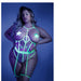 Fantasy Lingerie Glow In A Trance Floral Embroidered Open-Cup Crotchless Teddy With Attached Leg Garters - SexToy.com