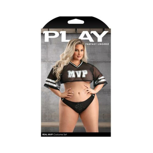 Fantasy Lingerie Play Real Mvp Cropped Jersey Top & Lace Up Panty Costume 3xl/4xl - SexToy.com