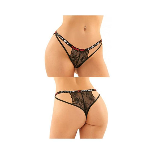 Fantasy Lingerie Vibes Fuck Off Buddy Pack 2 pc. Cutout Lace Panty & Caged Thong | SexToy.com
