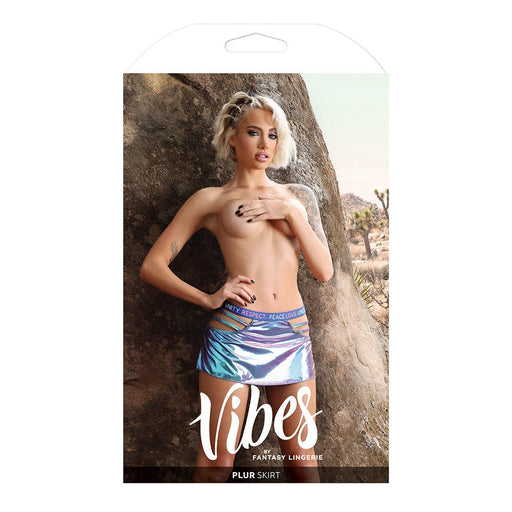 Fantasy Lingerie Vibes Plur Holographic Cut Out Skirt Separate Aqua Holo S/m - SexToy.com