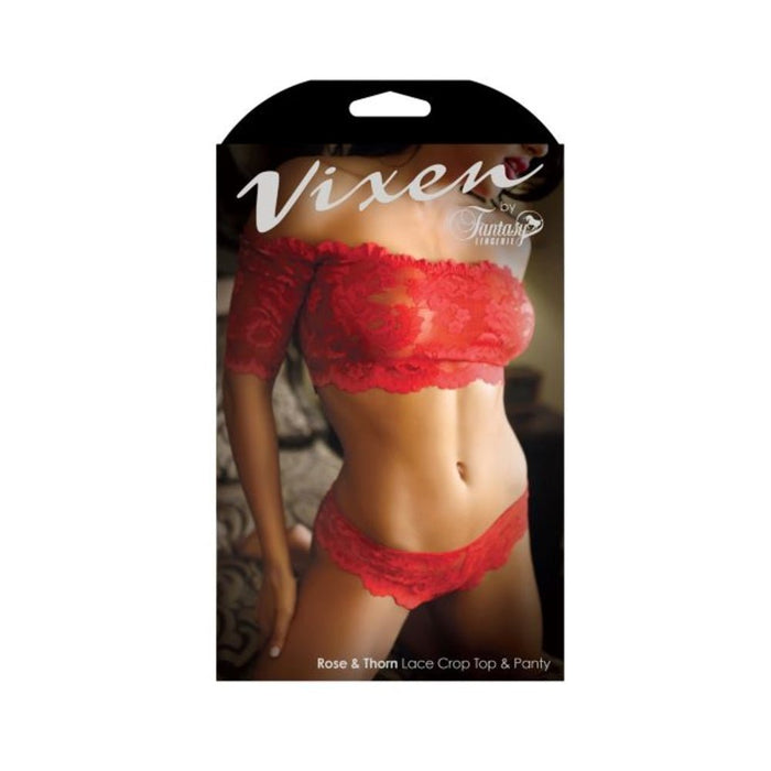 Fantasy Lingerie Vixen Rose & Thorn Lace Crop Top & Panty | SexToy.com