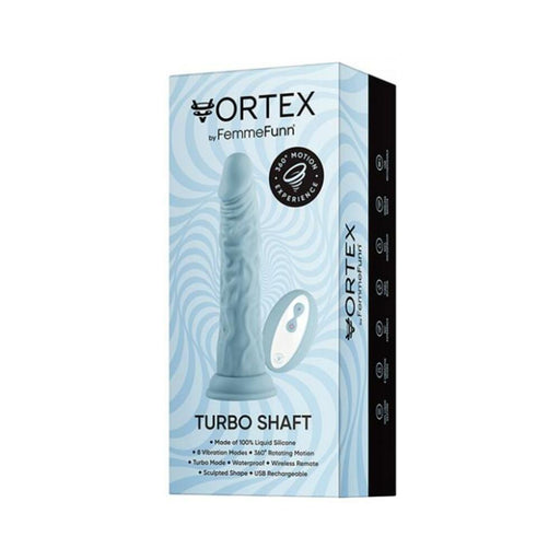 Femmefunn Vortex Turbo Shaft 2.0 Rotating And Vibrating Dildo Light Blue | SexToy.com