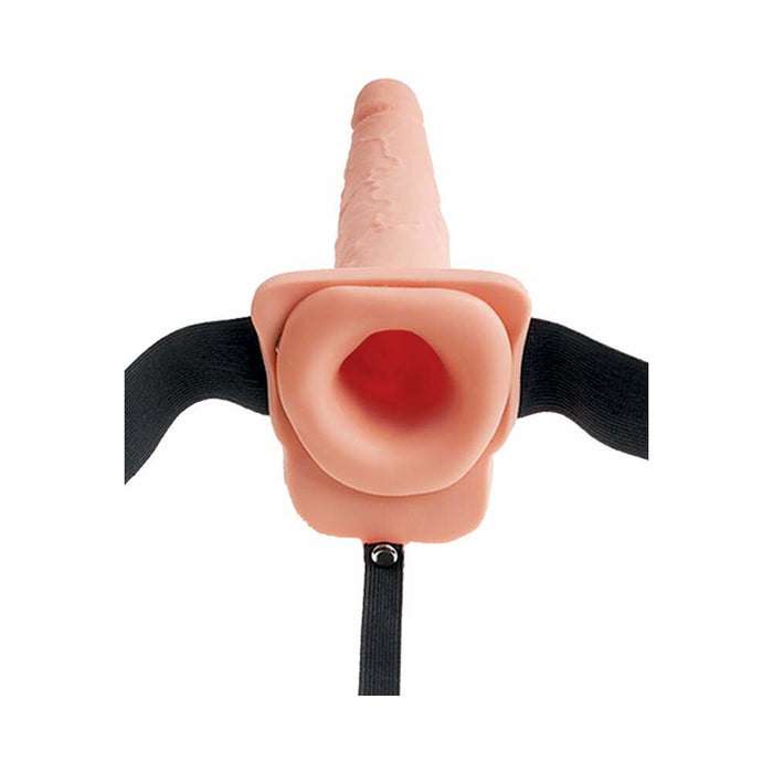 Fetish Fantasy 7.5in Hollow Squirting Strap-on With Balls, Flesh - SexToy.com