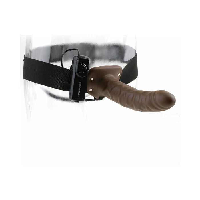 Fetish Fantasy 8in Vibrating Hollow Strap-on Brown - SexToy.com