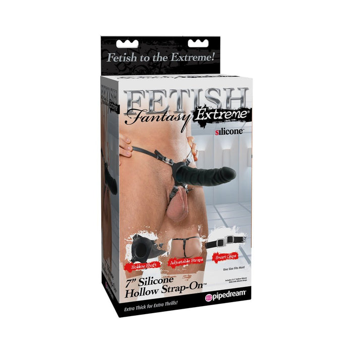 Fetish Fantasy Extreme 7in Silicone Hollow Strap-on Black | SexToy.com