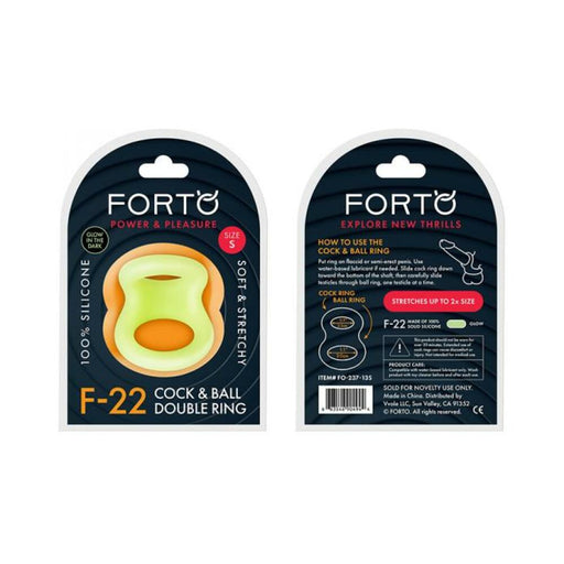 Forto F-22: Double Ring Liquid Silicone 49/50 Mm Glow-in-the-dark | SexToy.com
