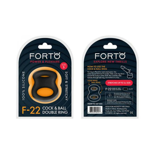 Forto F-22: Double Ring Liquid Silicone 49/55 Mm Black | SexToy.com