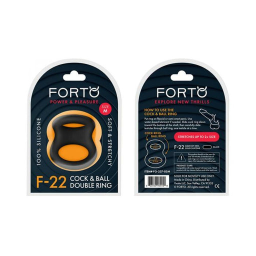 Forto F-22: Double Ring Liquid Silicone 53/55 Mm Black | SexToy.com