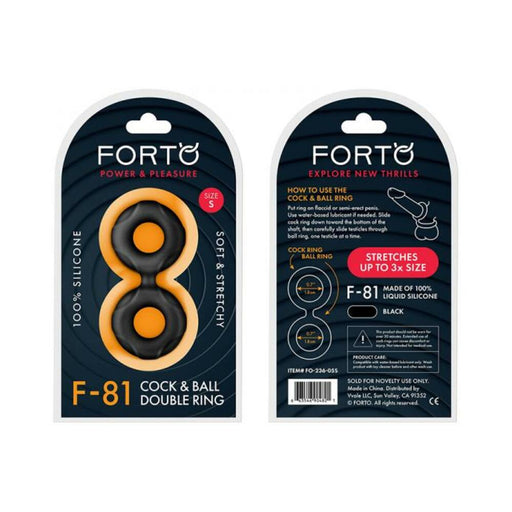 Forto F-81: Double Ring Liquid Silicone 44 Mm Black | SexToy.com
