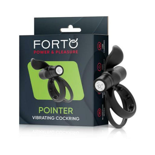 Forto Pointer Vibrating Cockring Black | SexToy.com