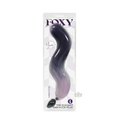 Foxy Fox Tail Silicone Butt Plug - Purple Gradient - SexToy.com