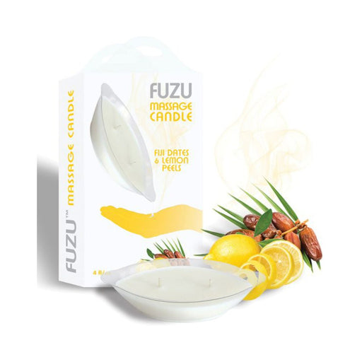 Fuzu Massage Candle Fiji Dates & Lemon Peel White 4 Oz. - SexToy.com