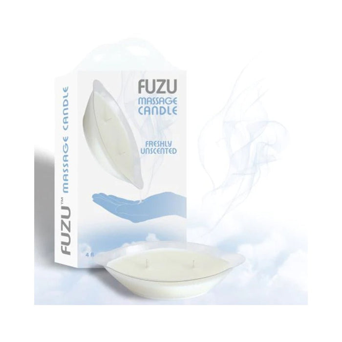 Fuzu Massage Candle Freshly Unscented White 4 Oz. - SexToy.com
