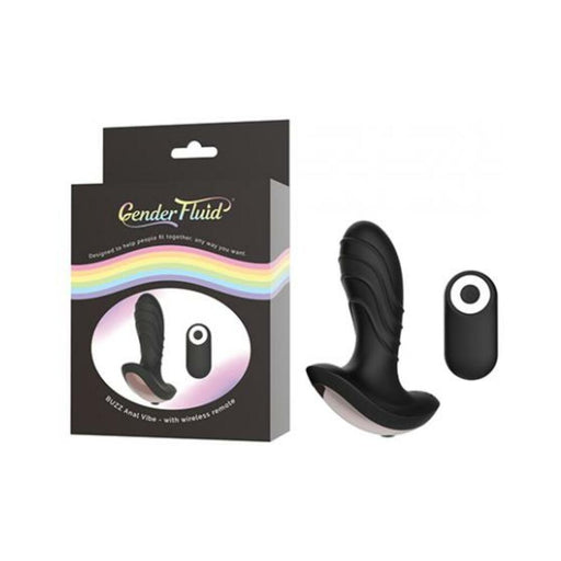 Gender Fluid Buzz Anal Vibe With Remote Silicone Black | SexToy.com