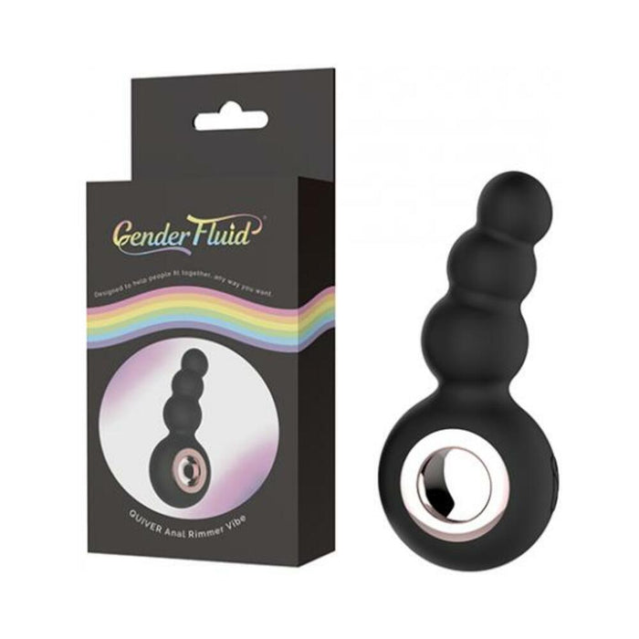 Gender Fluid Quiver Anal Ring Bead Vibe Silicone Black | SexToy.com