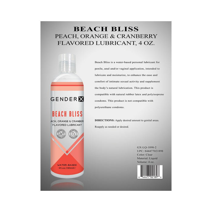 Gender X Beach Bliss Peach, Orange & Cranberry Flavored Water-based Lubricant 4 Oz. - SexToy.com