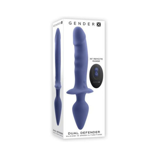Gender X Dual Defender Rechargeable Silicone Dual End Vibrator With Remote Purple - SexToy.com