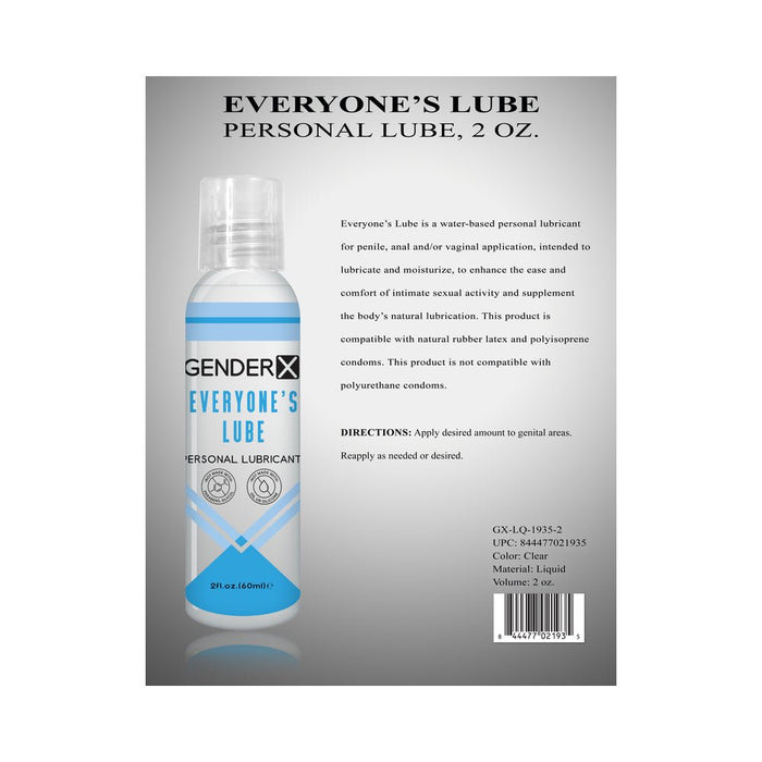 Gender X Everyone's Lube Water-based Lubricant 2 Oz. - SexToy.com