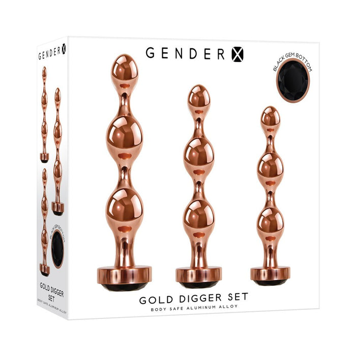 Gender X Gold Digger Set Of 3 Plugs Rose Gold/black - SexToy.com