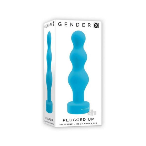 Gender X Plugged Up Rechargeable Silicone Vibrating Beaded Plug Teal - SexToy.com
