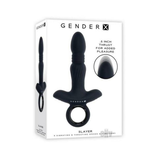 Gender X Slayer Rechargeable Ring Thruster Vibe Silicone Black - SexToy.com