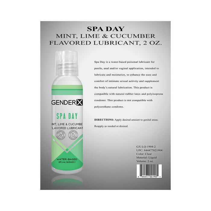 Gender X Spa Day Mint, Lime & Cucumber Flavored Water-based Lubricant 2 Oz. - SexToy.com