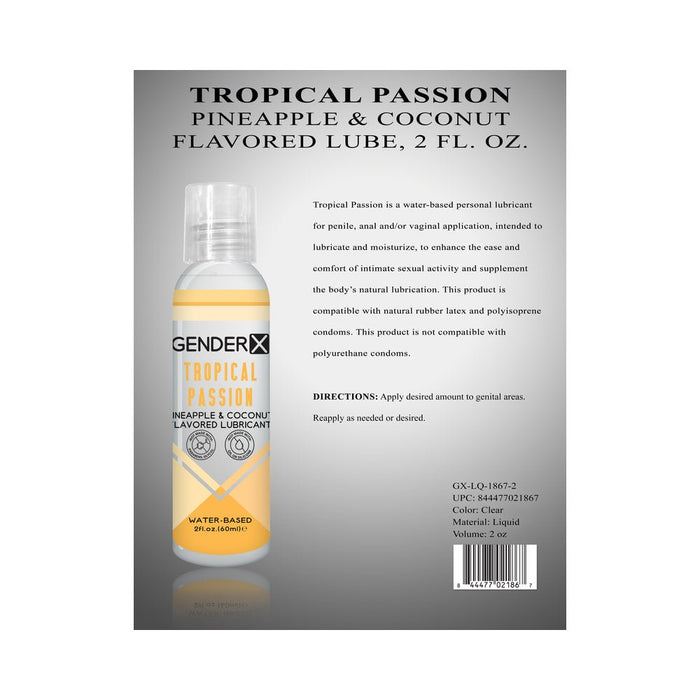 Gender X Tropical Passion Pineapple & Coconut Flavored Water-based Lubricant 2 Oz. - SexToy.com
