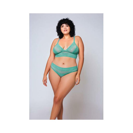 Geometric Lace Bralette & Hipster Teal 3x - SexToy.com
