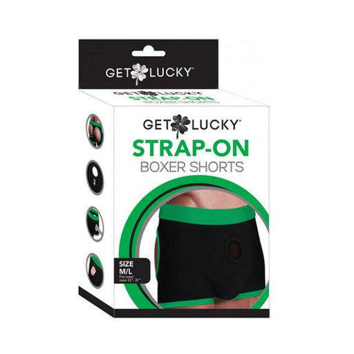 Get Lucky Strap On Boxers - M-l Black/green - SexToy.com