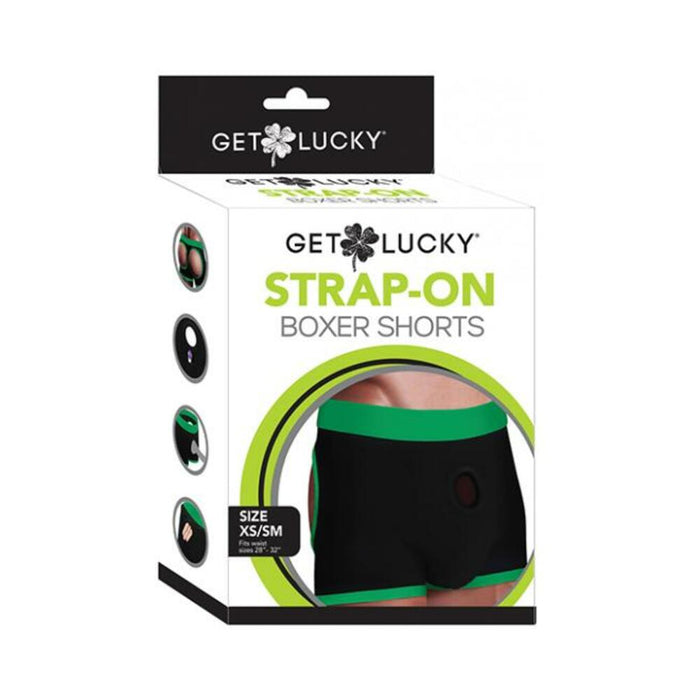 Get Lucky Strap On Boxers - Xs-s Black/green - SexToy.com