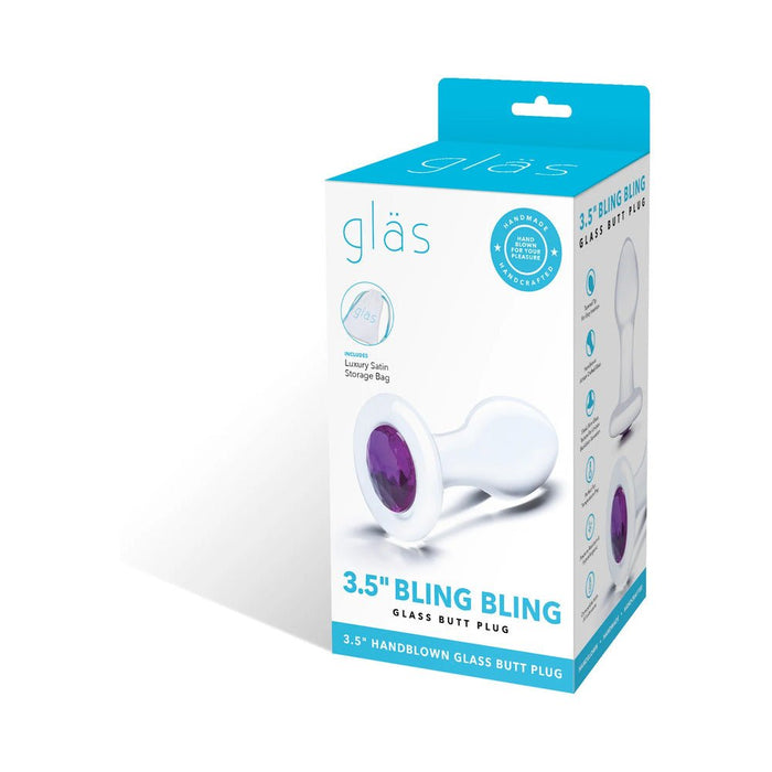 Glas 3.5" Bling Bling Glass Butt Plug - SexToy.com