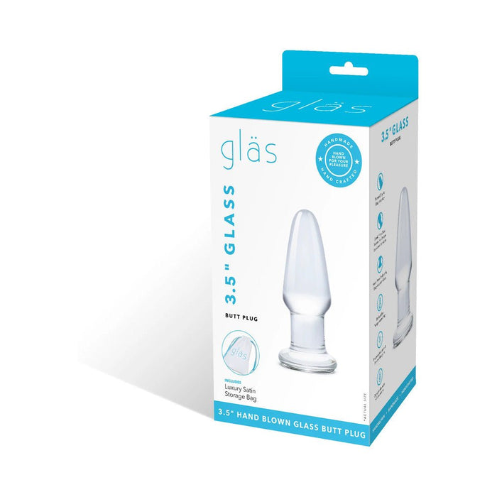 Glas 3.5 inches Glass Butt Plug Clear - SexToy.com
