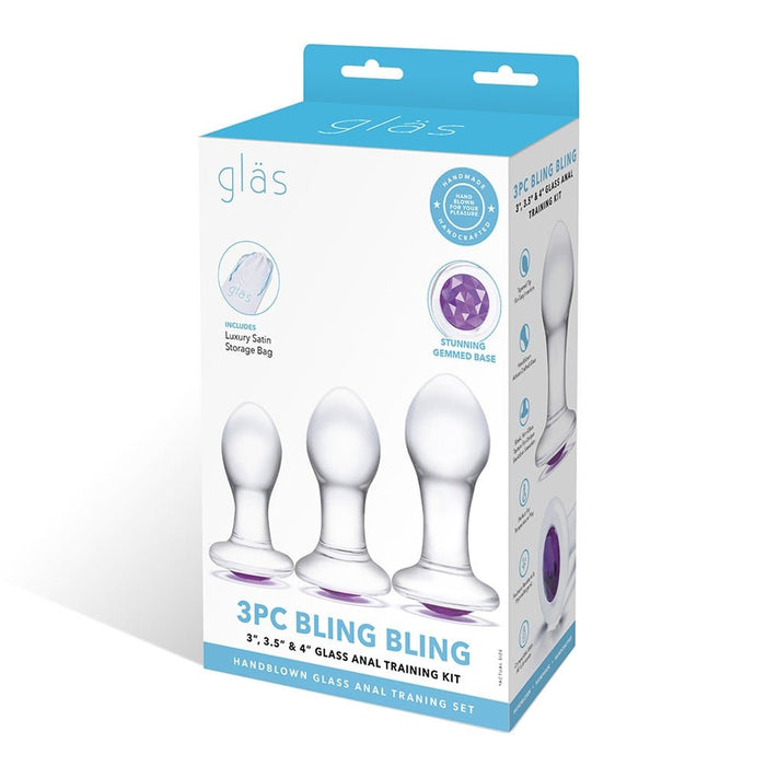 Glas Bling Bling 3", 3.5", 4" Glass Anal Training Kit - SexToy.com