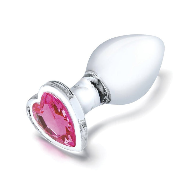 Glas Heart Jewel 3-piece Glass Anal Plug With Heart-shaped Gem Base Set - SexToy.com