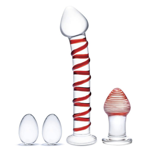 Glas Mr. Swirly Set With Glass Kegal Balls And 3.25 In. Buttplug - SexToy.com