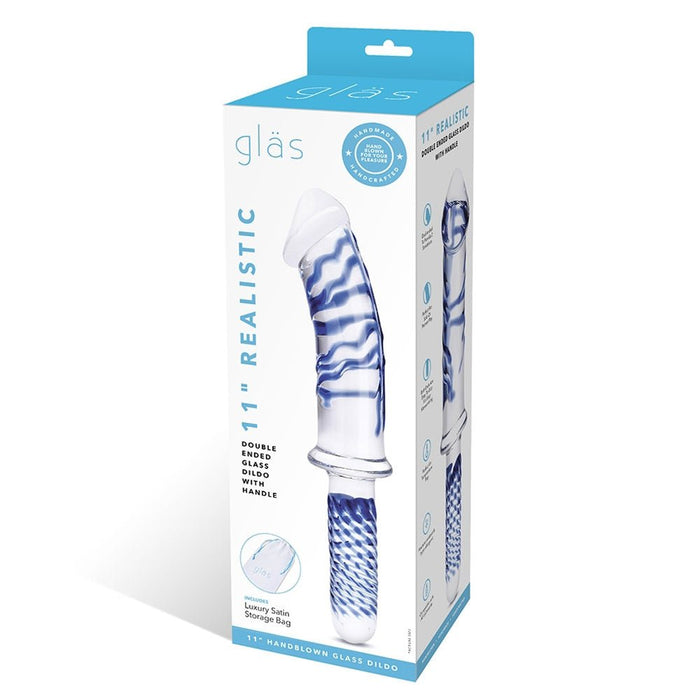 Glas Realistic Double Glass Dildo Handle 11 In. - SexToy.com