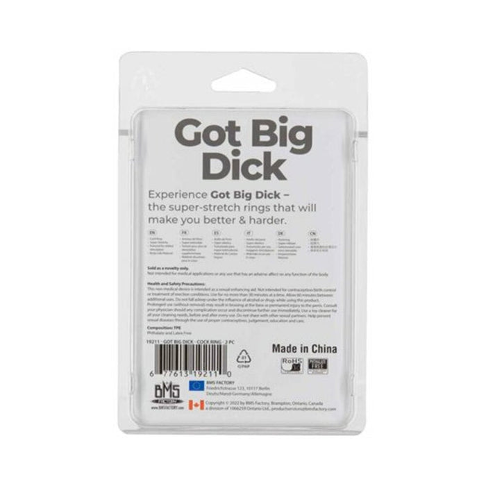 Got Big Dick Cockring 2-pack Smoke - SexToy.com