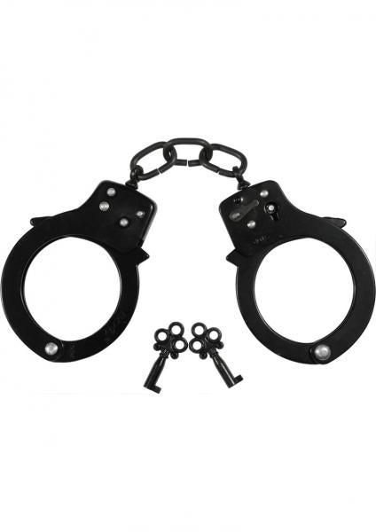 Handcuffs Black Coated Steel Single Lock - Black | SexToy.com