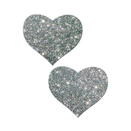 Heart Silver Glitter Pasties O/S - SexToy.com