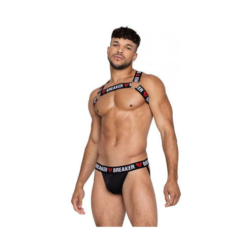 Heartbreaker Harness W/large O-ring Detail Black/red S/m - SexToy.com