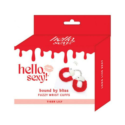 Hello Sexy! Bound By Bliss Fuzzy Wrist Cuffs - Tiger Lily - SexToy.com