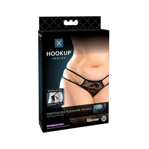 Hookup Crotchless Pleasure Pearls Black Fits Size Xl-xxl | SexToy.com
