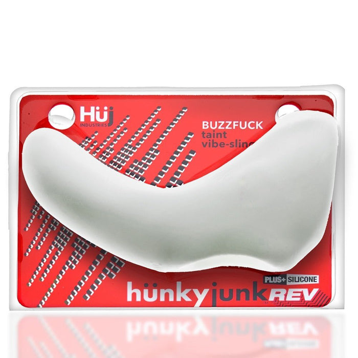 Hunkyjunk Buzzfuck Cock & Ball Sling With Taint Vibrator White Ice - SexToy.com