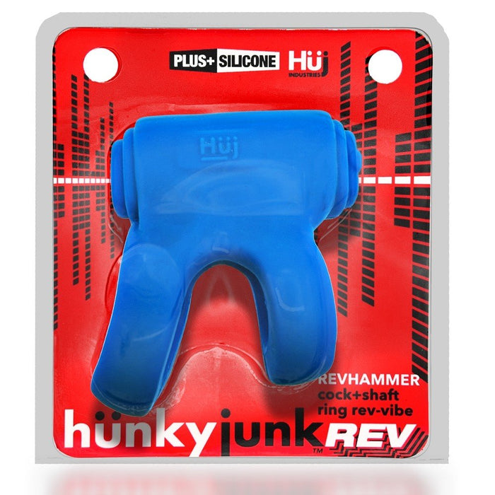 Hunkyjunk Revhammer Cock & Shaft Ring With Bullet Vibrator Teal Ice - SexToy.com