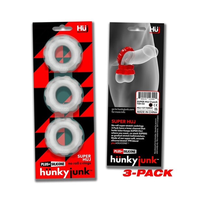 Hunkyjunk Superhuj 3-pack Cockrings Clear Ice - SexToy.com